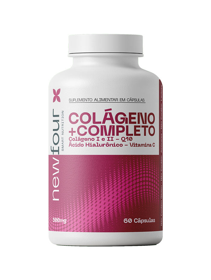 Colágeno + Completo New Four – Colágeno I + II + Ácido Hialurónico + Q10 + Vitamina C (60 cápsulas)