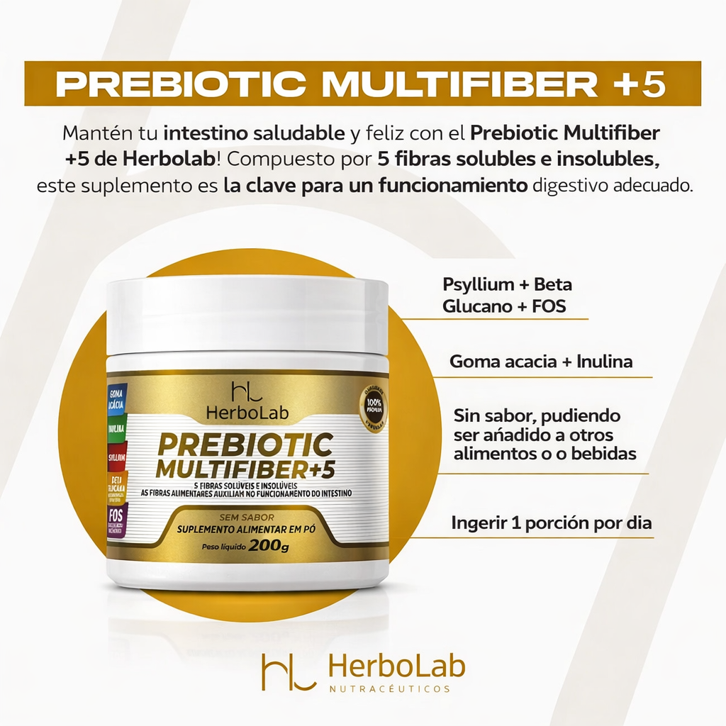 Prebiotic Multifiber+5 — Suplemento Prebiótico con 5 Fibras (200 g)