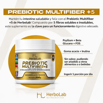 Prebiotic Multifiber+5 — Suplemento Prebiótico con 5 Fibras (200 g)