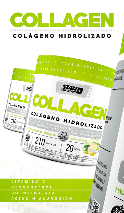 Colágeno hidrolizado con ácido hialurónico, coenzima Q10 y vitamina C