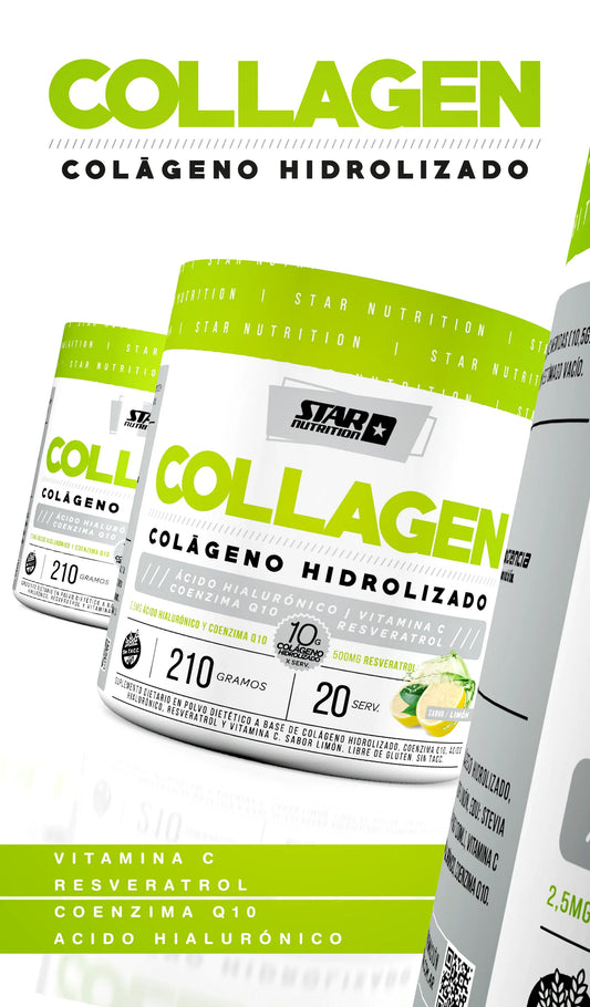 Colágeno hidrolizado con ácido hialurónico, coenzima Q10 y vitamina C